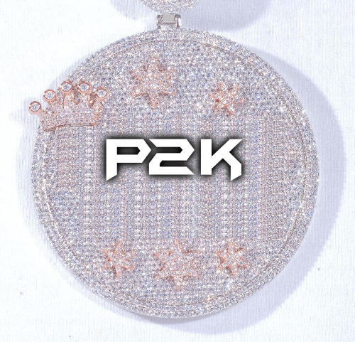 CUSTOM LETTER NECKLACE 3D BIG CROWN DISC