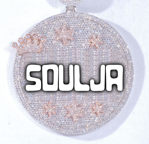 CUSTOM LETTER NECKLACE 3D BIG CROWN DISC