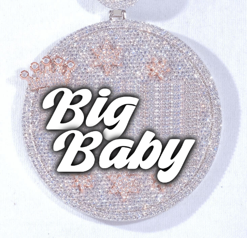 CUSTOM LETTER NECKLACE 3D BIG CROWN DISC