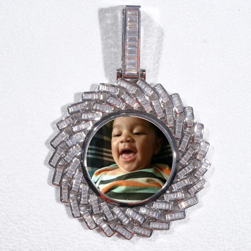 Large 3D Baguette Custom Picture Pendant
