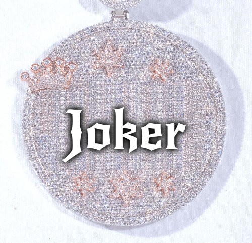 CUSTOM LETTER NECKLACE 3D BIG CROWN DISC