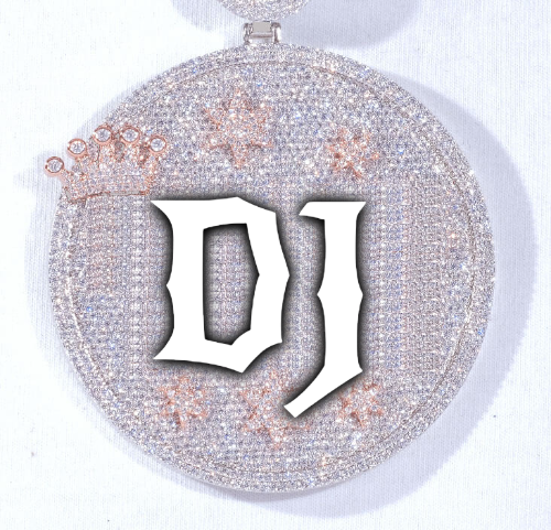 CUSTOM LETTER NECKLACE 3D BIG CROWN DISC