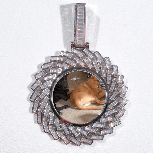 Large 3D Baguette Custom Picture Pendant