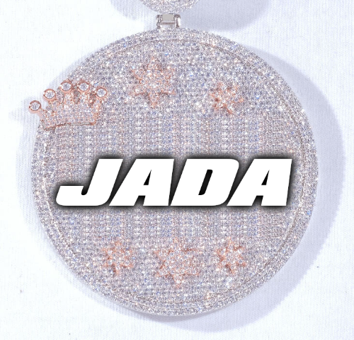 CUSTOM LETTER NECKLACE 3D BIG CROWN DISC
