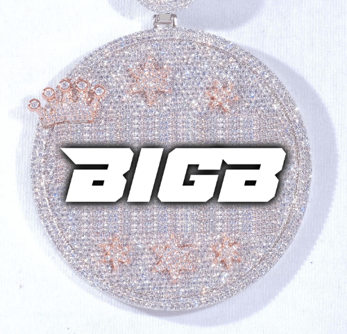 CUSTOM LETTER NECKLACE 3D BIG CROWN DISC