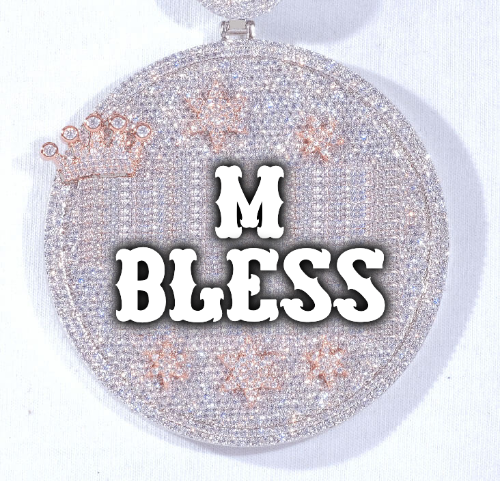 CUSTOM LETTER NECKLACE 3D BIG CROWN DISC
