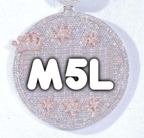 CUSTOM LETTER NECKLACE 3D BIG CROWN DISC