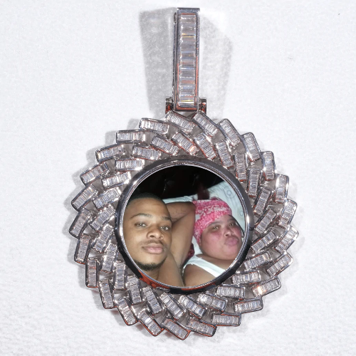 Large 3D Baguette Custom Picture Pendant
