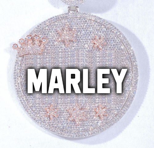 CUSTOM LETTER NECKLACE 3D BIG CROWN DISC