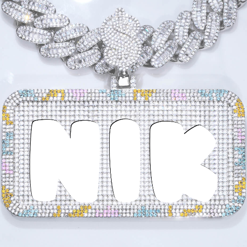 CUSTOM LETTER NECKLACE 3D COLORFUL SQUARE