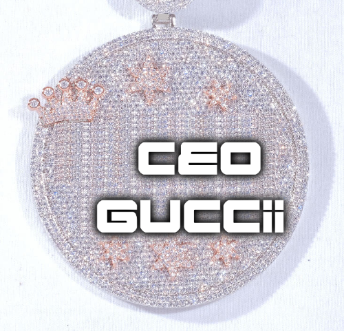 CUSTOM LETTER NECKLACE 3D BIG CROWN DISC