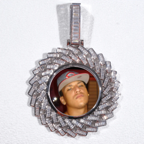 Large 3D Baguette Custom Picture Pendant