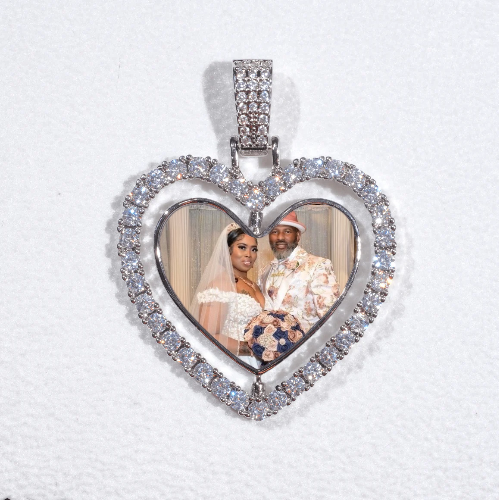 3D Spinning 2-Faced Heart Custom Picture Pendant
