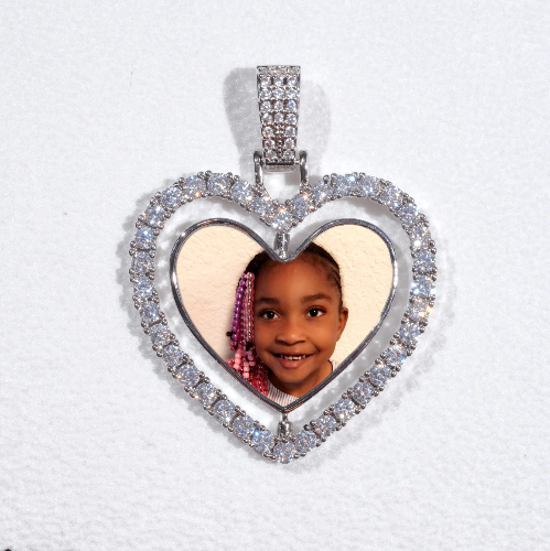 3D Spinning 2-Faced Heart Custom Picture Pendant