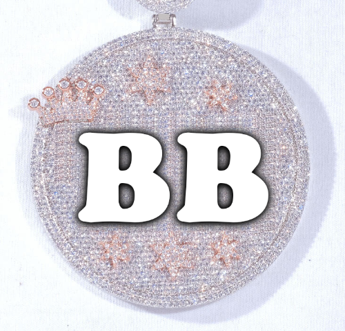 CUSTOM LETTER NECKLACE 3D BIG CROWN DISC