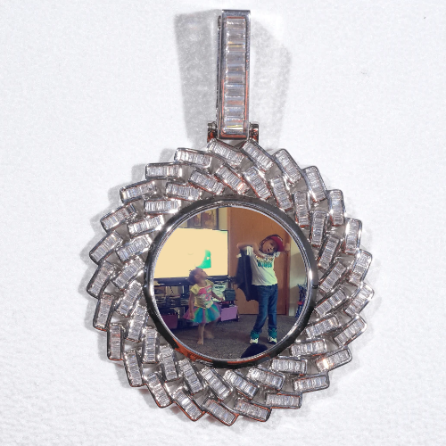 Large 3D Baguette Custom Picture Pendant