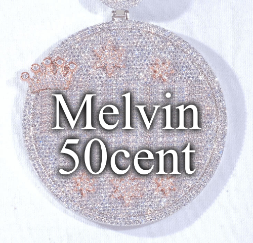 CUSTOM LETTER NECKLACE 3D BIG CROWN DISC