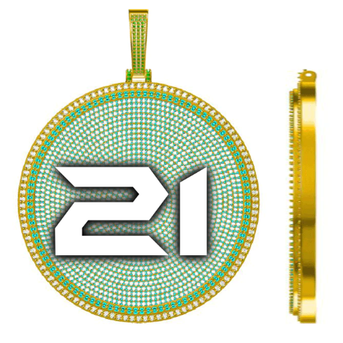 CUSTOM LETTER NECKLACE 3D BIG DISC