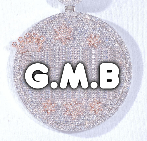 CUSTOM LETTER NECKLACE 3D BIG CROWN DISC