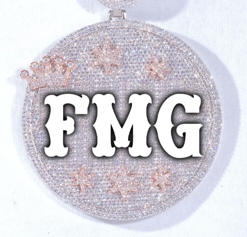CUSTOM LETTER NECKLACE 3D BIG CROWN DISC