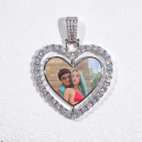 3D Spinning 2-Faced Heart Custom Picture Pendant