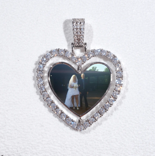 3D Spinning 2-Faced Heart Custom Picture Pendant