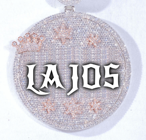 CUSTOM LETTER NECKLACE 3D BIG CROWN DISC