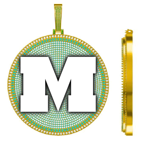 CUSTOM LETTER NECKLACE 3D BIG DISC