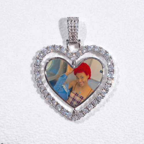 3D Spinning 2-Faced Heart Custom Picture Pendant