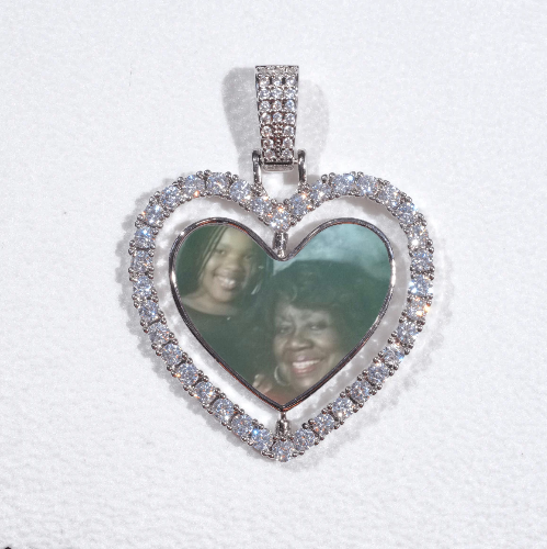 3D Spinning 2-Faced Heart Custom Picture Pendant