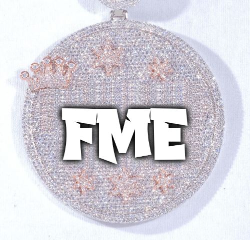 CUSTOM LETTER NECKLACE 3D BIG CROWN DISC