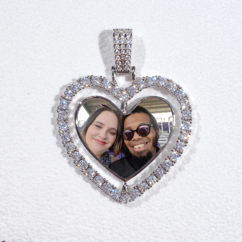 3D Spinning 2-Faced Heart Custom Picture Pendant