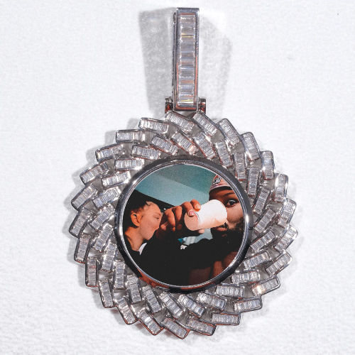 Large 3D Baguette Custom Picture Pendant