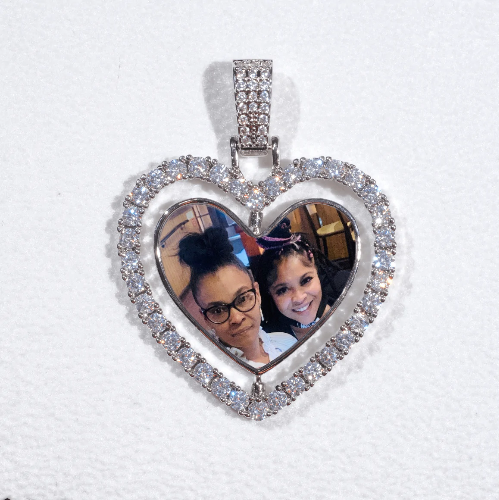 3D Spinning 2-Faced Heart Custom Picture Pendant