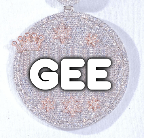 CUSTOM LETTER NECKLACE 3D BIG CROWN DISC
