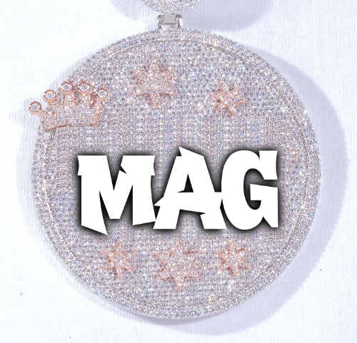 CUSTOM LETTER NECKLACE 3D BIG CROWN DISC