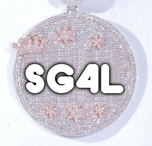 CUSTOM LETTER NECKLACE 3D BIG CROWN DISC