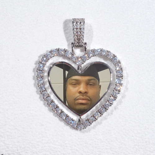 3D Spinning 2-Faced Heart Custom Picture Pendant