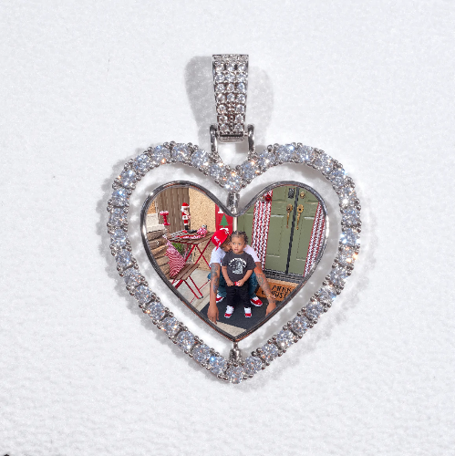 3D Spinning 2-Faced Heart Custom Picture Pendant