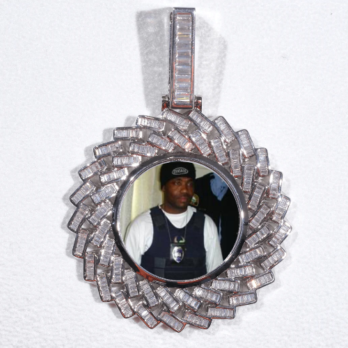 Large 3D Baguette Custom Picture Pendant