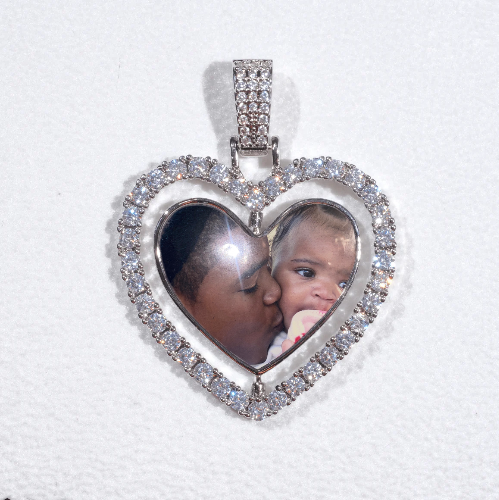 3D Spinning 2-Faced Heart Custom Picture Pendant