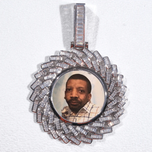 Large 3D Baguette Custom Picture Pendant
