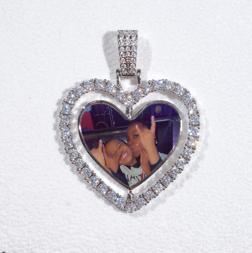 3D Spinning 2-Faced Heart Custom Picture Pendant