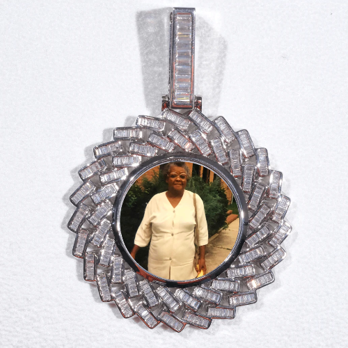 Large 3D Baguette Custom Picture Pendant