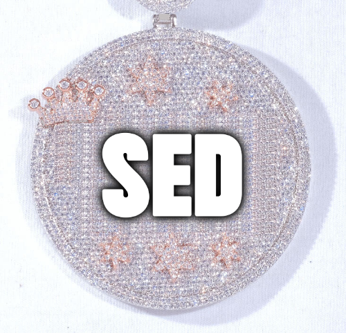 CUSTOM LETTER NECKLACE 3D BIG CROWN DISC