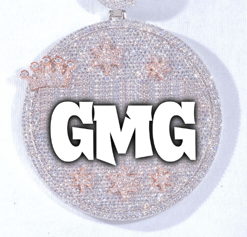 CUSTOM LETTER NECKLACE 3D BIG CROWN DISC