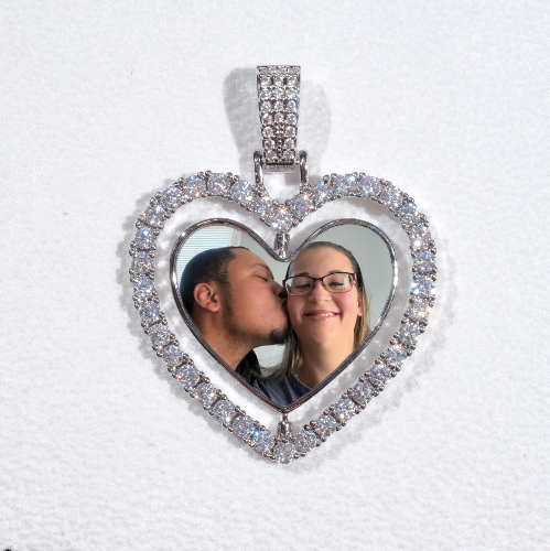 3D Spinning 2-Faced Heart Custom Picture Pendant