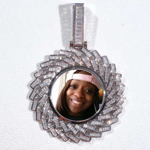 Large 3D Baguette Custom Picture Pendant