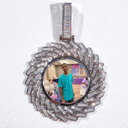 Large 3D Baguette Custom Picture Pendant