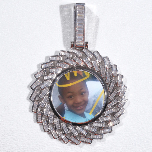 Large 3D Baguette Custom Picture Pendant
